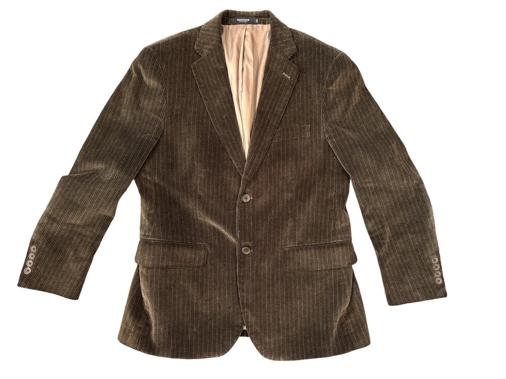 Dockers Mens Brown Corduroy Blazer 100% Cotton 2 Button Sport Coat Jacket 40S